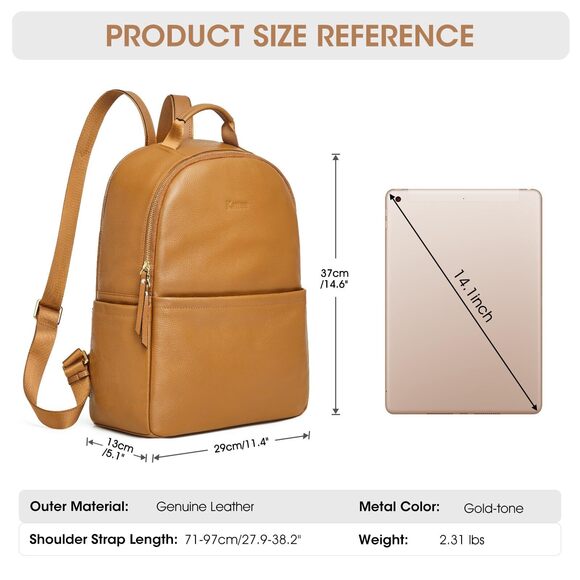 3969 Leather Backpack Purse Antitheft Rucksack Soft Work Casual Daypack main image 7